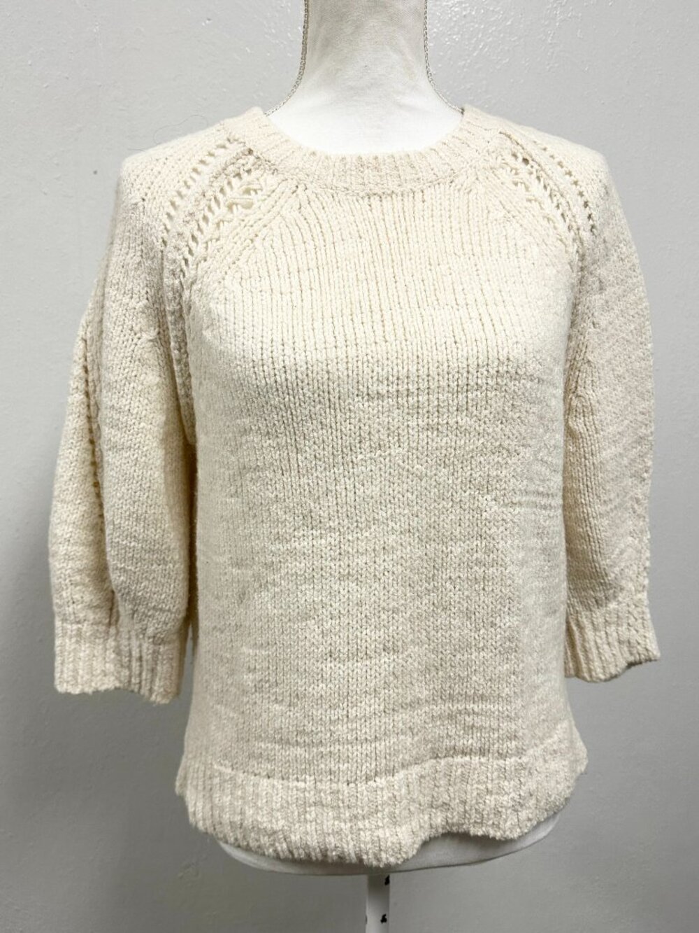 3.1 Phillip Lim Cream Knit Wool Cashmere Angora Viscose Blend Knit Sweater